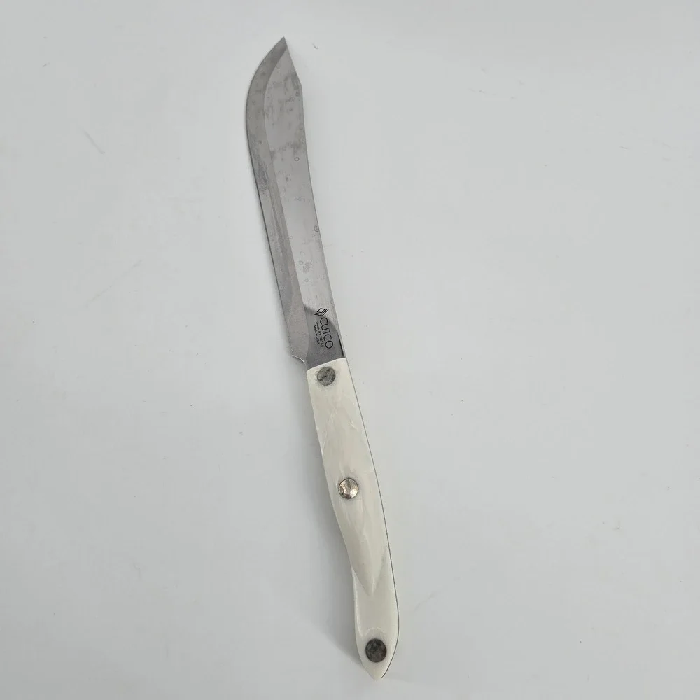 Cutco Model 1722 Butcher Knife in Pearl Whitel Handle Stainless Steel USA